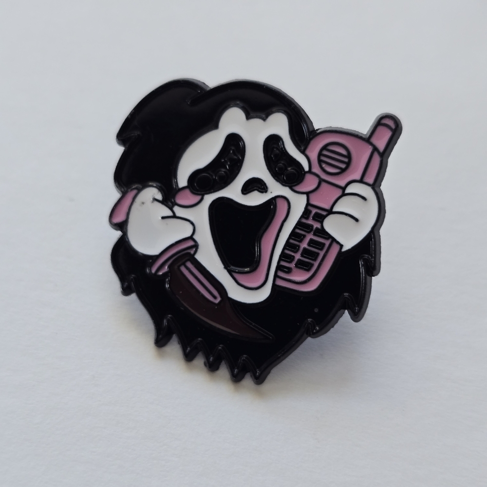 GhostFace Enamel Pin in Black and Pink